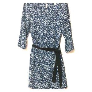 Blue, white and black dress